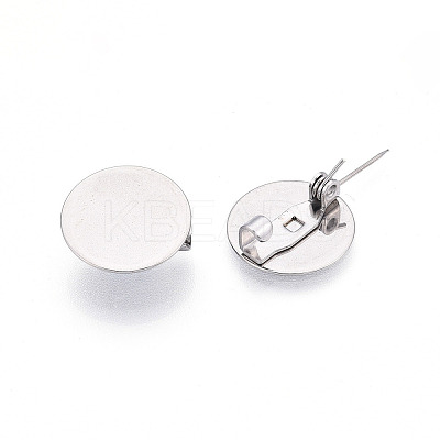 304 Stainless Steel Brooch Cabochon Settings X-STAS-E547-08J-P-1