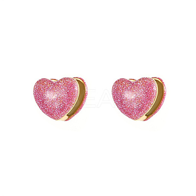 Heart Shape Golden 304 Stainless Steel Hoop Earrings TZ8486-2-1