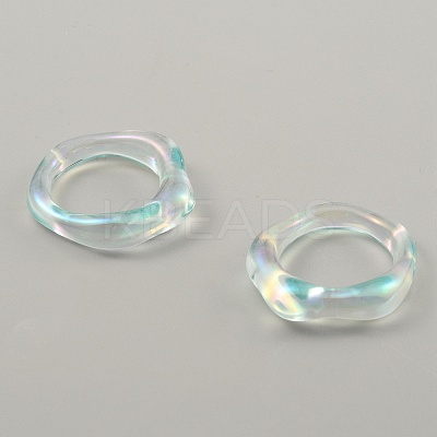 Candy Color Plastic Twist Wave Finger Ring for Women RJEW-WH0004-26A-1