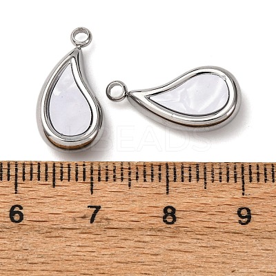 304 Stainless Steel Resin Pendants STAS-P406-15G-P-1