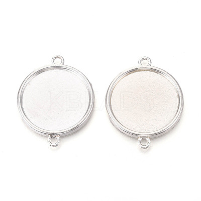 Tibetan Style Alloy Flat Round Connector Cabochon Settings PALLOY-N178-11AS-1