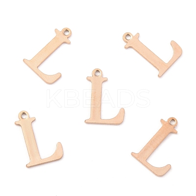 Ion Plating(IP) 304 Stainless Steel Alphabet Charms STAS-H122-L-RG-1