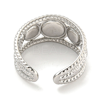 304 Stainless Steel Synthetic Turquoise Cuff Rings G-Z056-06P-02-1