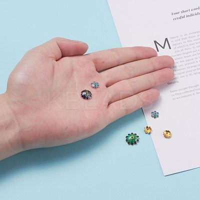 Mixed Brass Enamel Bead Caps KK-L124-09G-RS-1