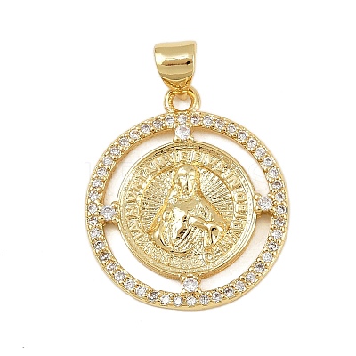 Brass Micro Pave Cubic Zirconia Pendants KK-P323-11G-G02-1
