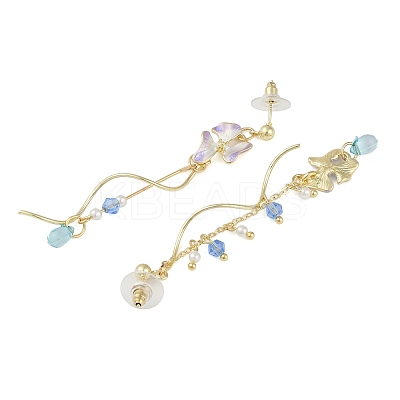 Asymmetrical Golden Alloy Enamel  Stud Earrings EJEW-Z061-01G-02-1