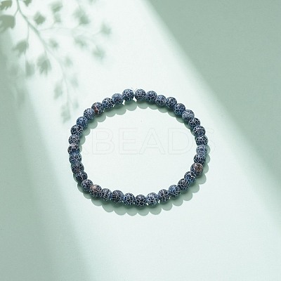 Natural Weathered Agate(Dyed) Round Beaded Stretch Bracelet BJEW-JB08363-02-1