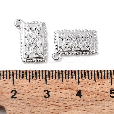 Brass Micro Pave Clear Cubic Zirconia Charms KK-F871-37P-1