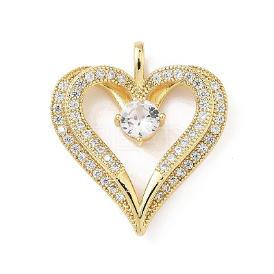 Brass Micro Pave Clear Cubic Zirconia Pendants KK-B141-43G-01-1