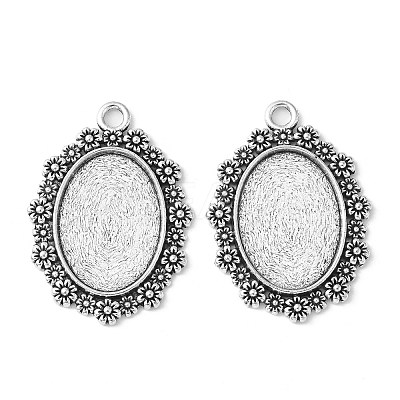 Vintage Tibetan Style Alloy Flower Pendant Cabochon Bezel Settings LS-TIBEP-O006-03AS-1