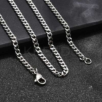 Tarnish Resistant Men's 304 Stainless Steel Curb Chain Necklaces STAS-O037-57P-1