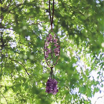 1Pc Natural Amethyst Big Pendant Decotations G-SZ0001-95A-1
