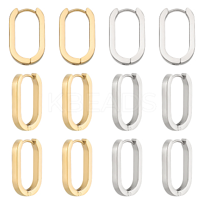 6 Pairs 2 Colors 304 Stainless Steel Huggie Hoop Earrings STAS-UN0025-25-1