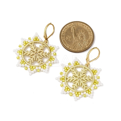 Snowflake 304 Stainless Steel Leverback Earrings EJEW-MZ00496-01-1