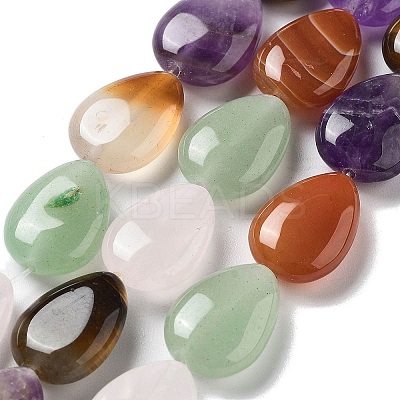 Natural Amethyst & Quartz Crystal & Green Aventurine & Rose Quartz & Red Agate & Tiger Eye Beads Strands G-P528-L13-01-1