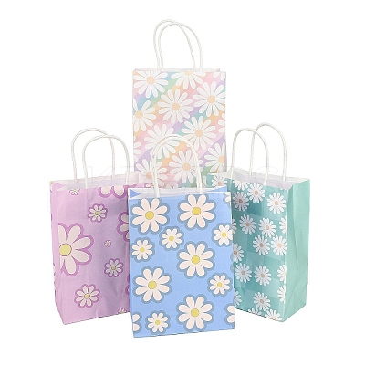 4 Styles Flower Print Paper Gift Bags with Handles TH-CBA170C-03-1