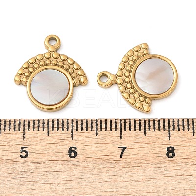 304 Stainless Steel Natural White Shell Pendants STAS-L288-03G-02-1