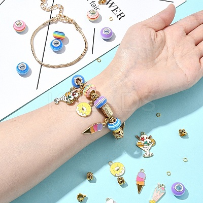 DIY Ice Cream Alloy Enamel & Rondelle Resin European Style Bracelet Making Kits DIY-FS0007-25-1