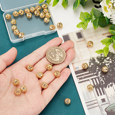 32Pcs 8 Style Alloy Hollow Beads FIND-PH0010-78-1