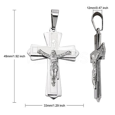 Tarnish Resistant 304 Stainless Steel Crucifix Cross Big Pendants for Easter STAS-V0493-79C-1