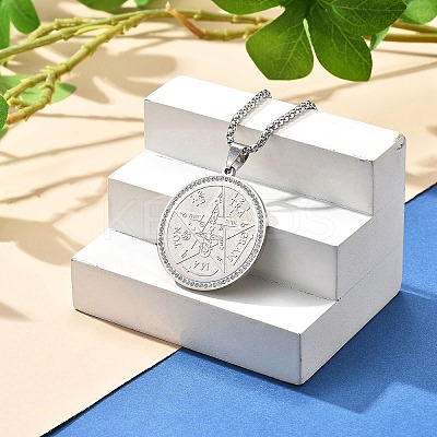 201 Stainless Steel Rhinestone Pendant Necklaces for Women LS-NJEW-U021-01P-1