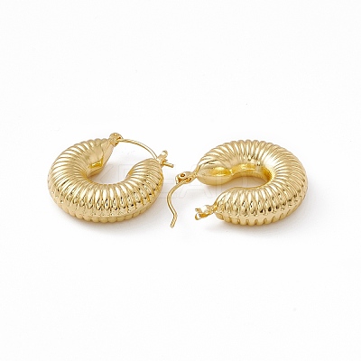 Brass Donut Thick Hoop Earrings for Women EJEW-I270-08G-1