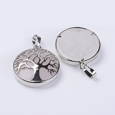 Natural Rose Quartz Pendants X-G-P350-D13-1