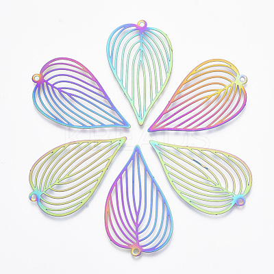 Ion Plating(IP) 201 Stainless Steel Filigree Pendants STAS-T057-08-1
