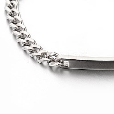 Tarnish Resistant 304 Stainless Steel Curb Link Chain ID Bracelets STAS-M175-06P-1