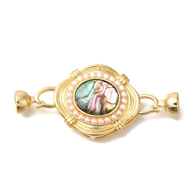 Brass ABS Imitation Pearl Fold Over Clasps KK-K389-006G-1