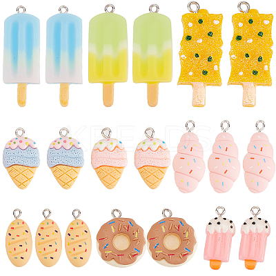 36Pcs 9 Styles Opaque Resin Pendants RESI-SC0002-48-1