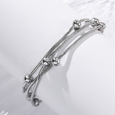 Stainless Steel Multi-strand Ball Bracelets BJEW-L687-01P-1