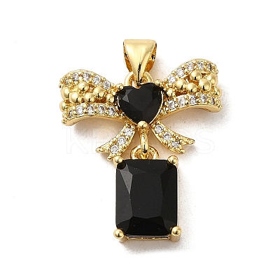 Rack Plating Brass Micro Pave Cubic Zirconia Pendants KK-P241-19G-01-1