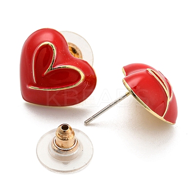 Heart & Word Love Enamel Asymmetrical Earrings LS-EJEW-Z018-02A-1