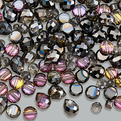 114Pcs Transparent Electroplate Glass Beads GLAA-PA0001-17D-1