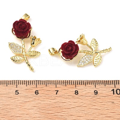 Brass Micro Pave Clear Cubic Zirconia with Resin Pendants KK-G533-01G-01-1