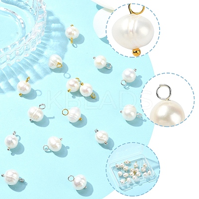 18Pcs 3 Colors Natural Cultured Freshwater Pearl Pendants PALLOY-YW00036-1