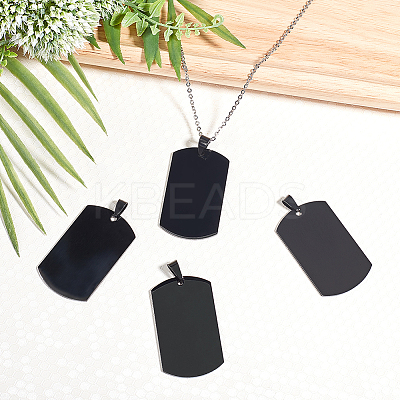 Men's 316 Surgical Stainless Steel Big Rectangle Hand Stamping Blank Tag Big Pendants STAS-UN0002-76B-1