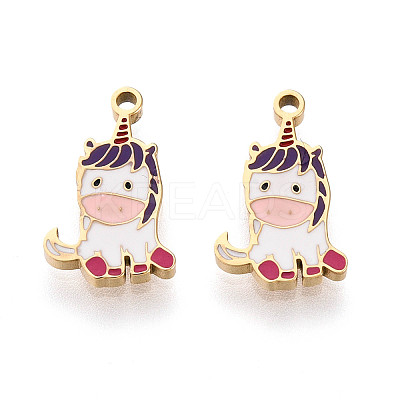 304 Stainless Steel Enamel Charms STAS-L022-289G-1
