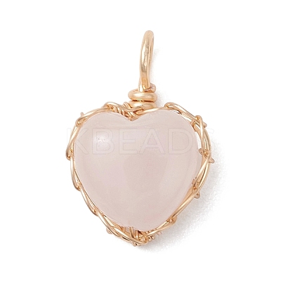 Natural Rose Quartz Pendants PALLOY-JF04775-01-1