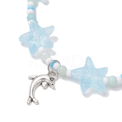 3Pcs 3 Colors Spray Painted Glass Star Beads & Natural Rose Quartz & Amazonite & Green Aventurine Beads Stretch Bracelets for Women BJEW-MZ00175-1