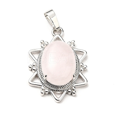 Natural Rose Quartz Pendants G-B033-03P-21-1
