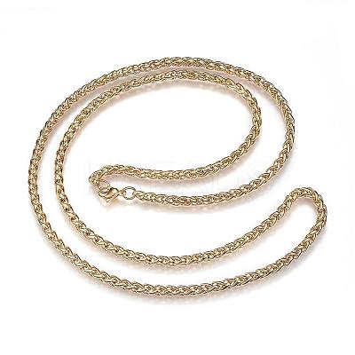 304 Stainless Steel Wheat Chain Necklaces NJEW-D285-14G-1