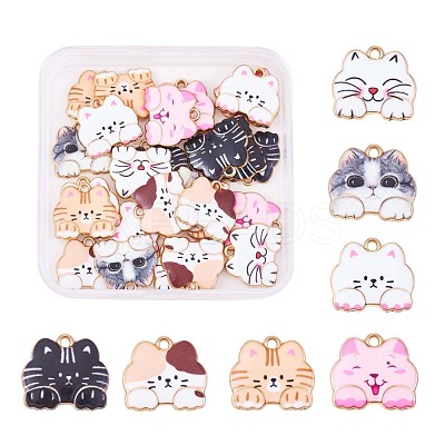 35 Pieces Cat Enamel Charm Pendant Alloy Enamel Animal Charm Mixed Color for Jewelry Necklace Bracelet Earring Making Crafts JX249A-1