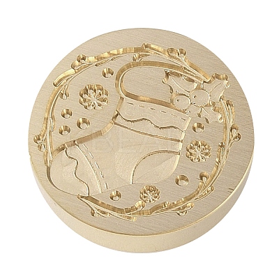 Christmas Series Wax Seal Brass Stamp Head LS-AJEW-M037-01G-11-1