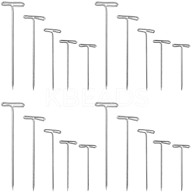 450Pcs 5 Styles Nickel Plated Steel T Pins for Blocking Knitting FIND-SP0002-88-1
