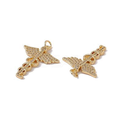 Brass Micro Pave Clear Cubic Zirconia Pendants KK-G439-35G-1