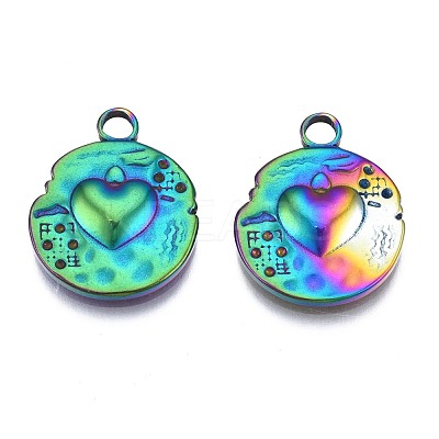 Rack Plating Rainbow Color 304 Stainless Steel Pendant Rhinestone Settings STAS-N098-033-1