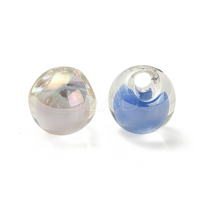 Transparent UV Plating Rainbow Iridescent Acrylic Beads OACR-P015-03-1