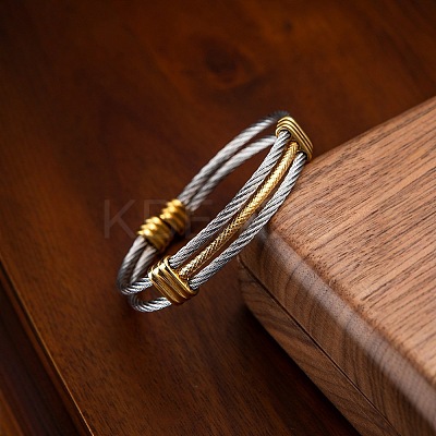 Braided 304 Stainless Steel Cuff Bangles for Men Women FS-WGA6616-01-1